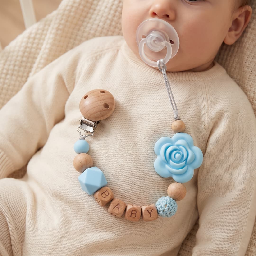 Baby Pacifier Clip - Custom Baby Name Pacifier Holder Handmade
