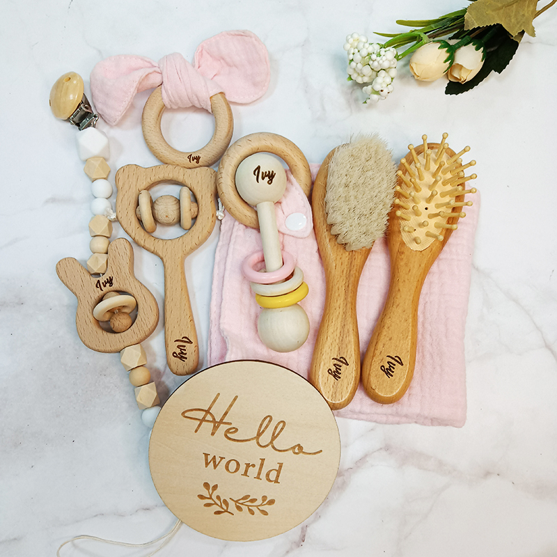 8pcs Custom Name Newborn Bath  - Baby Rattle Toy Set recension och pris